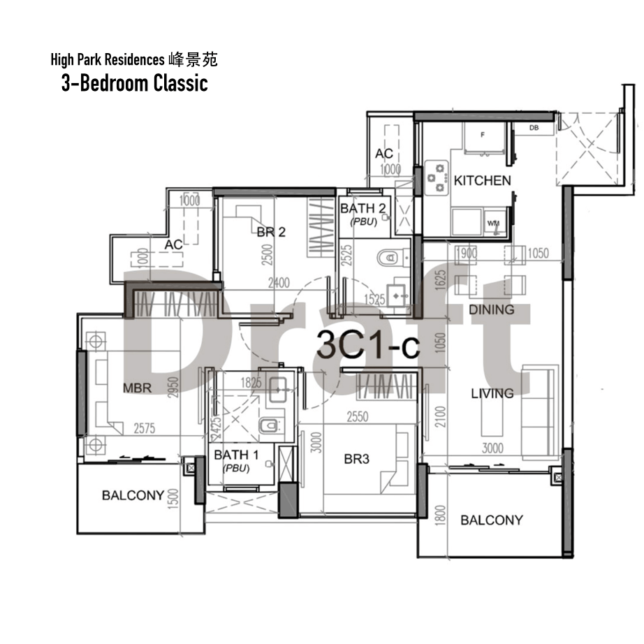 HighParkResidencesFloorPlan3BedroomClassic New