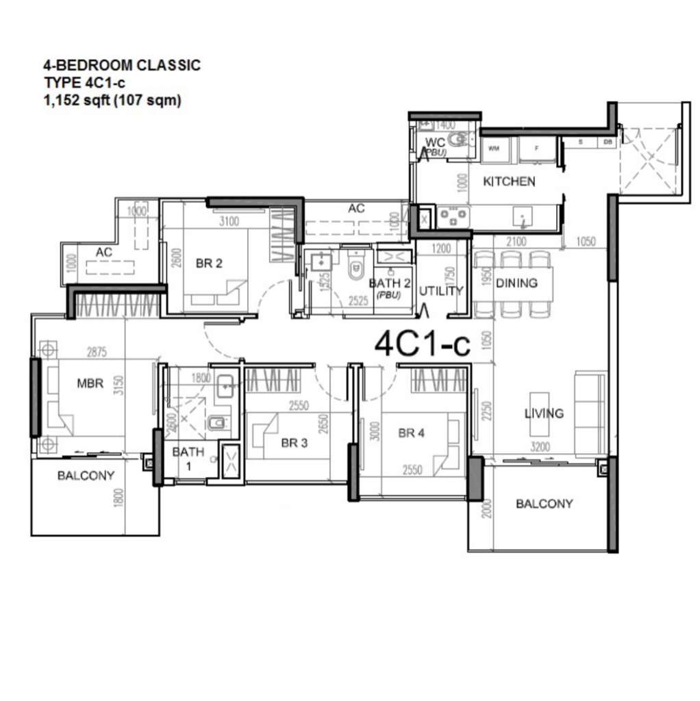 HighParkResidencesFloorPlan4C1c1152sqft4Bedroom