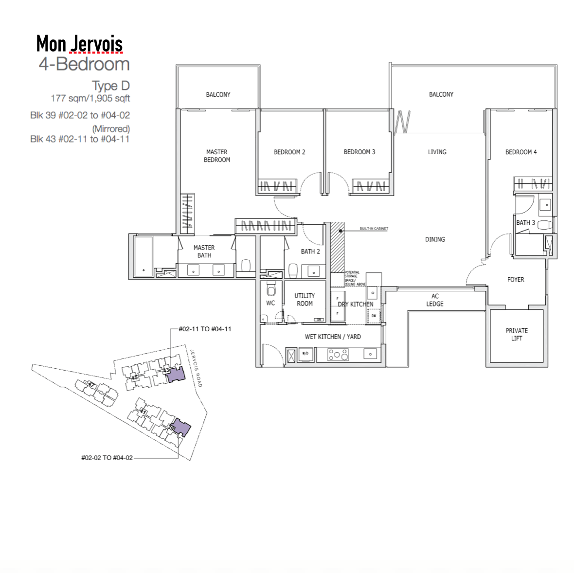 MonJervoisFloorPlanD1905sqft4Bedroom New Condo Launch