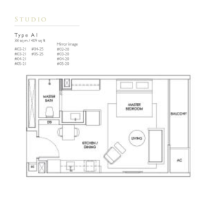 New Condo Launch - Robin Residences - Floor Plan Type A1 409sqft Studio