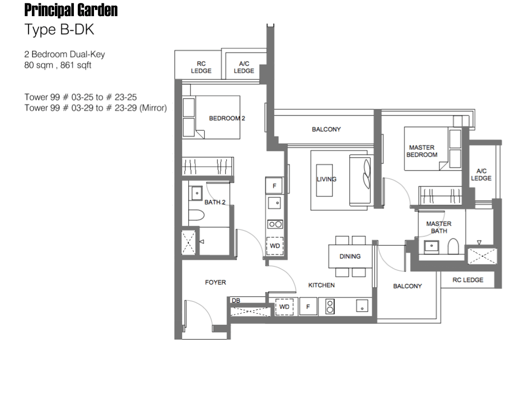 PrincipalGardenFloorPlanTypeBDK861sqft2DualKey