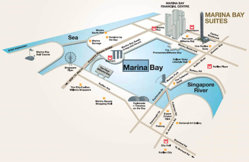 Marina Bay Suites New Launch Condo Location Map