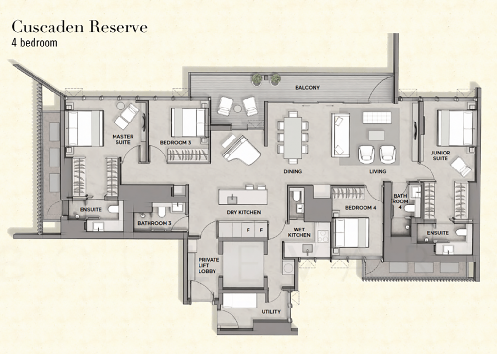 Cuscaden Reserve Singapore New Condo Launch Floorplan 4 Bedroom